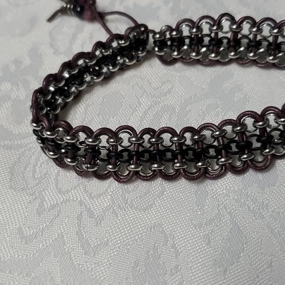 Adjustable Purple Genuine Leather Chain Bracelet! - Picture 4 of 4
